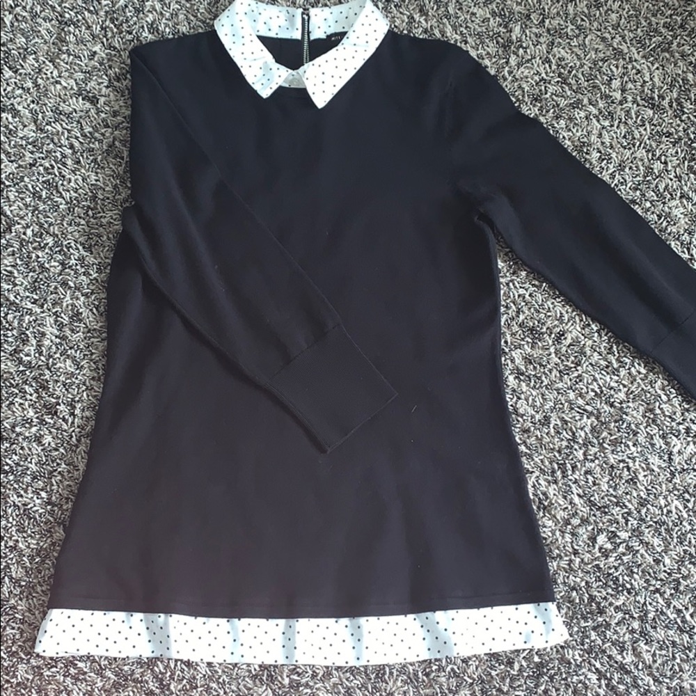 black long sleeve shirt with white collar
